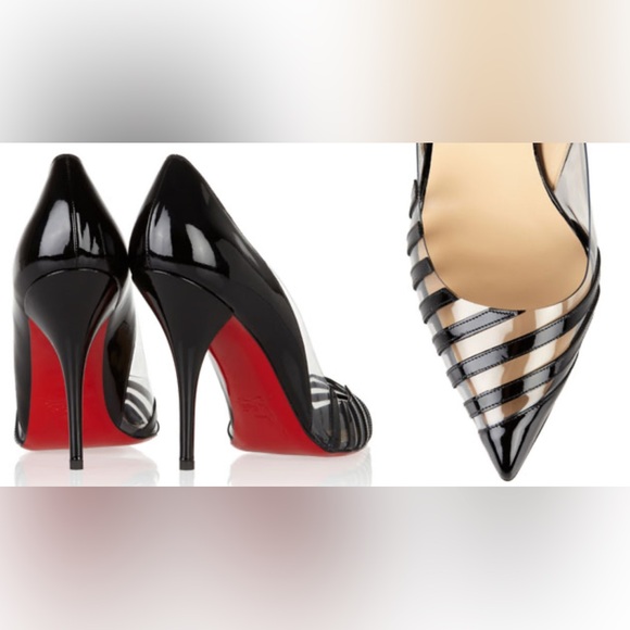 Christian Louboutin Patent Leather Striped D’Orsay Heels 38 8 $940